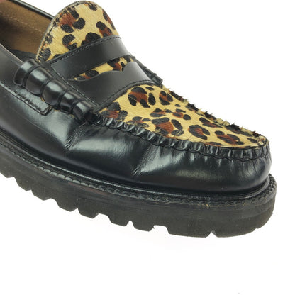 【中古品】【メンズ】 G.H.BASS&CO. WEEJUNS BLACK&LEOPARD RUG SOLE LOAFERS BA91509002 ウィージャンズ ブラックアンドレオパード ラグソールローファー 靴 164-260803-ki-19-tagh サイズ：US8.5 万代Net店
