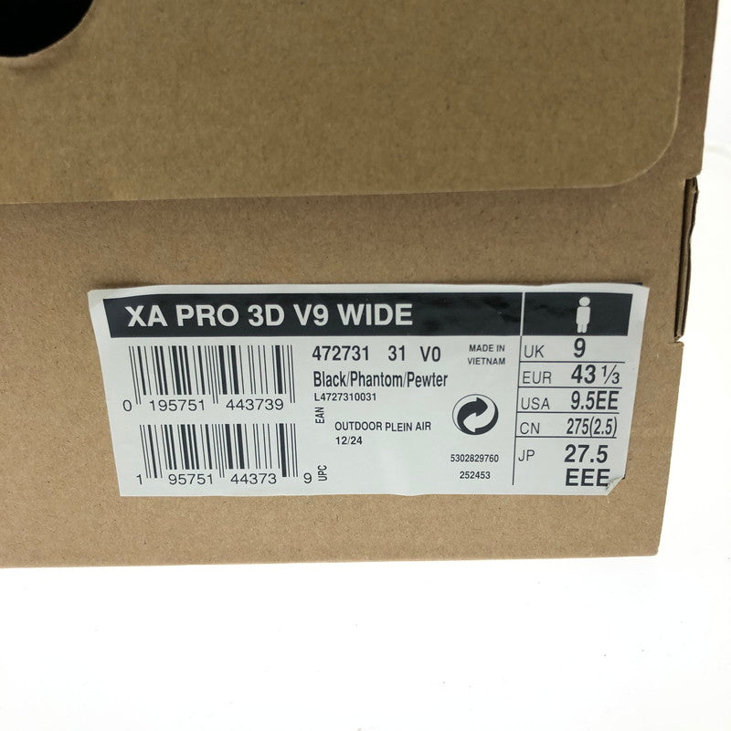 【中古品】【メンズ】 SALOMON サロモン XA PRO 3D V9 WIDE BLACK 472731 ローカット スニーカー 靴 162-260730-rt-09-tagh サイズ：27.5cm US9.5 カラー：BLACK 万代Net店