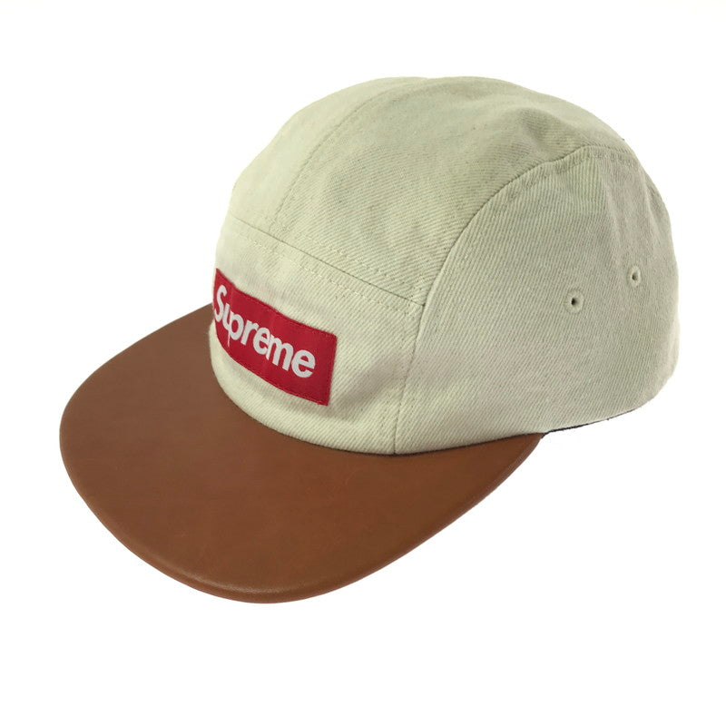 【中古品】【メンズ】 SUPREME シュプリーム 15AW DENIM LEATHER VISOR CAMP CAP NATURAL BROWN デニム レザー バイザー キャンプキャップ ナチュラルブラウン 帽子 185-260809-hi-09-tagh サイズ：F カラー：アイボリー/ブラウン 万代Net店