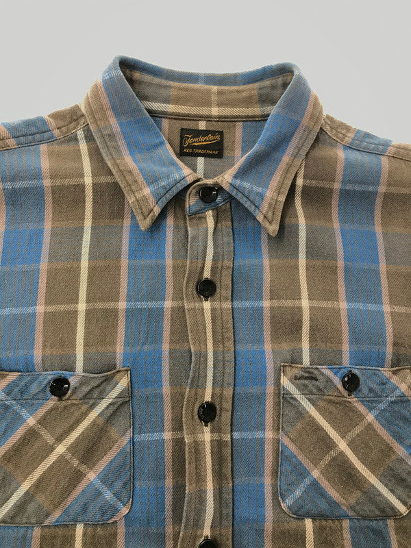 【中古品】【メンズ】 TENDERLOIN テンダーロイン L/S CHECK SHIRT BLUE ロングスリーブ チェック シャツ 長袖 シャツ トップス 145-260805-rt-17-tagh サイズ：XS カラー：ブルー 万代Net店