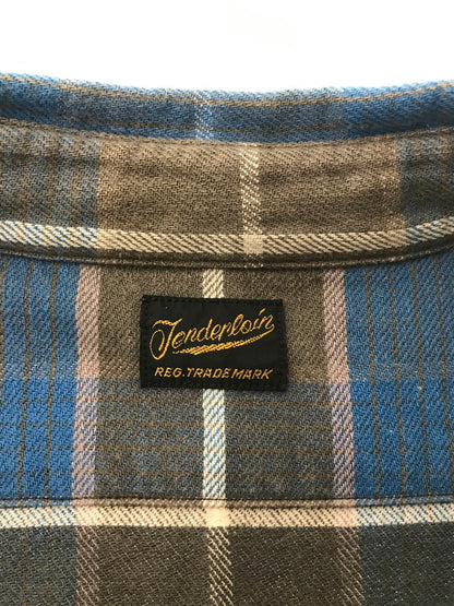 【中古品】【メンズ】 TENDERLOIN テンダーロイン L/S CHECK SHIRT BLUE ロングスリーブ チェック シャツ 長袖 シャツ トップス 145-260805-rt-17-tagh サイズ：XS カラー：ブルー 万代Net店