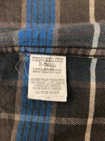 【中古品】【メンズ】 TENDERLOIN テンダーロイン L/S CHECK SHIRT BLUE ロングスリーブ チェック シャツ 長袖 シャツ トップス 145-260805-rt-17-tagh サイズ：XS カラー：ブルー 万代Net店