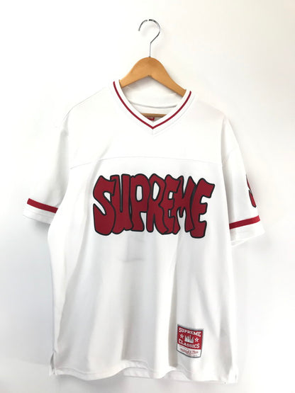 【中古品】【メンズ】 SUPREME シュプリーム × MITCHELL&NESS ミッチェルアンドネス 22AW FOOTBALL JERSEY WHITE フットボール ジャージ トップス コラボ 149-260808-rt-04-tagh サイズ：L カラー：ほうぃあと 万代Net店