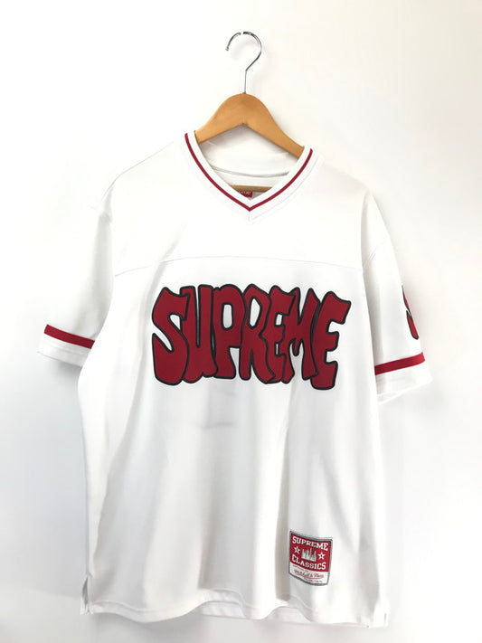 【中古品】【メンズ】 SUPREME シュプリーム × MITCHELL&NESS ミッチェルアンドネス 22AW FOOTBALL JERSEY WHITE フットボール ジャージ トップス コラボ 149-260808-rt-04-tagh サイズ：L カラー：ほうぃあと 万代Net店