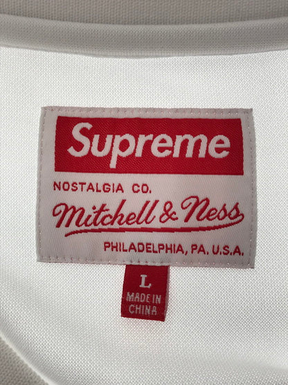 【中古品】【メンズ】 SUPREME シュプリーム × MITCHELL&NESS ミッチェルアンドネス 22AW FOOTBALL JERSEY WHITE フットボール ジャージ トップス コラボ 149-260808-rt-04-tagh サイズ：L カラー：ほうぃあと 万代Net店