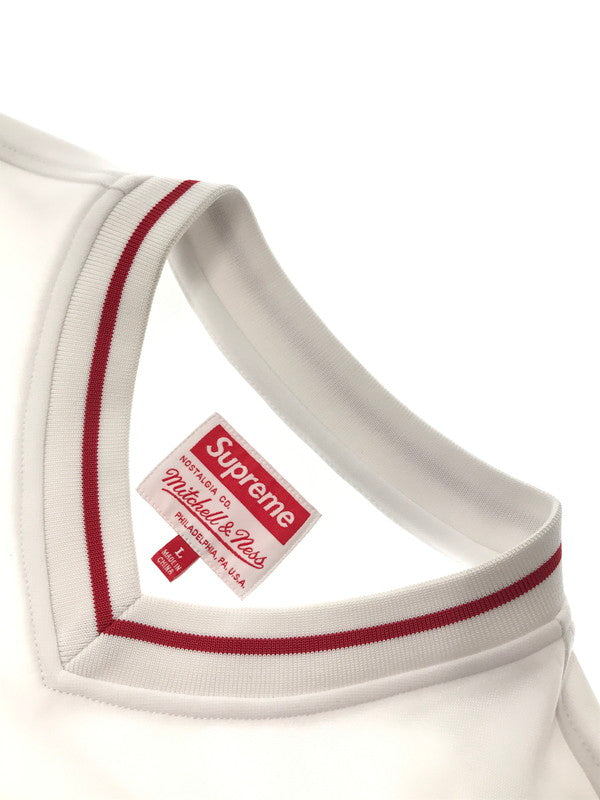 【中古品】【メンズ】 SUPREME シュプリーム × MITCHELL&NESS ミッチェルアンドネス 22AW FOOTBALL JERSEY WHITE フットボール ジャージ トップス コラボ 149-260808-rt-04-tagh サイズ：L カラー：ほうぃあと 万代Net店