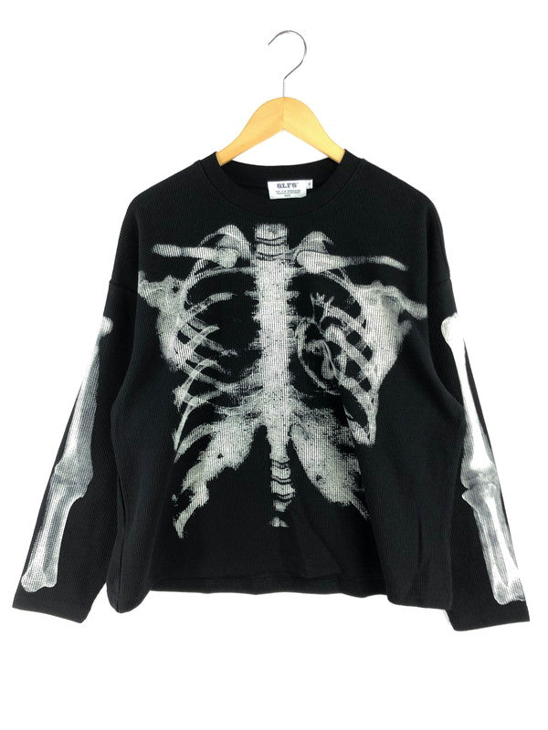【中古品】【メンズ】 GLFS ジー エル エフ エス BONE PRINT THERMAL CUT AND SEW ボーンプリント サーマル ロングスリーブ Tシャツ トップス 142-260805-rt-02-tagh サイズ：M カラー：ブラック 万代Net店