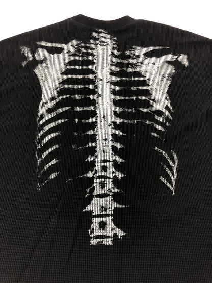 【中古品】【メンズ】 GLFS ジー エル エフ エス BONE PRINT THERMAL CUT AND SEW ボーンプリント サーマル ロングスリーブ Tシャツ トップス 142-260805-rt-02-tagh サイズ：M カラー：ブラック 万代Net店