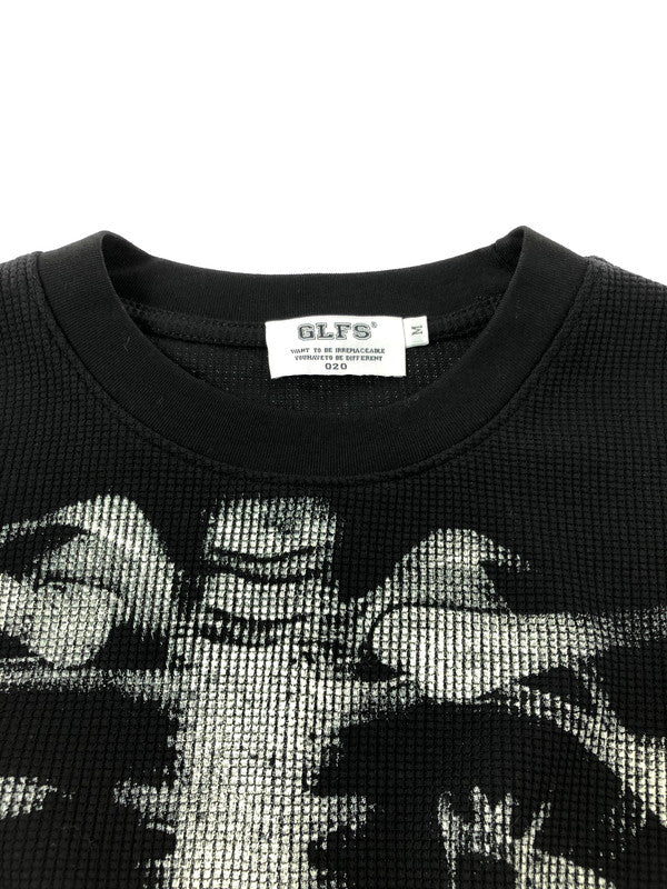 【中古品】【メンズ】 GLFS ジー エル エフ エス BONE PRINT THERMAL CUT AND SEW ボーンプリント サーマル ロングスリーブ Tシャツ トップス 142-260805-rt-02-tagh サイズ：M カラー：ブラック 万代Net店