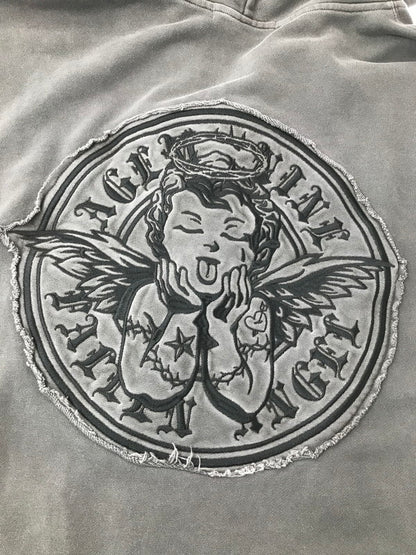 【中古品】【メンズ】 A'GEM 9 エージェム ナイン × .KOM ドット ケーオー エム ED HARDY ZIP UP HOODIE AGN25-Z07 ジップ アップ フーディー パーカー トップス 142-260805-rt-18-tagh サイズ：フリー カラー：グレー 万代Net店