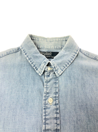 【中古品】【メンズ】 POLO RALPH LAUREN ポロ ラルフローレン 90's L/S CHAMBRAY SHIRT 90年代 ロングスリーブ シャンブレー シャツ トップス 146-260805-rt-03-tagh サイズ：M カラー：インディゴ 万代Net店