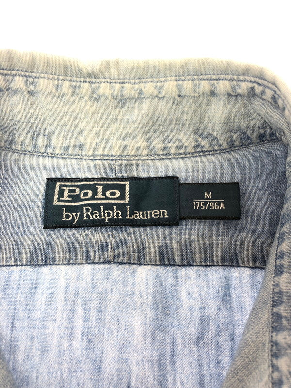 【中古品】【メンズ】 POLO RALPH LAUREN ポロ ラルフローレン 90's L/S CHAMBRAY SHIRT 90年代 ロングスリーブ シャンブレー シャツ トップス 146-260805-rt-03-tagh サイズ：M カラー：インディゴ 万代Net店