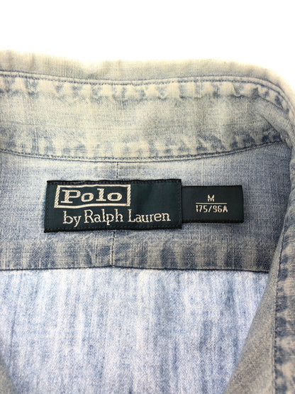 【中古品】【メンズ】 POLO RALPH LAUREN ポロ ラルフローレン 90's L/S CHAMBRAY SHIRT 90年代 ロングスリーブ シャンブレー シャツ トップス 146-260805-rt-03-tagh サイズ：M カラー：インディゴ 万代Net店