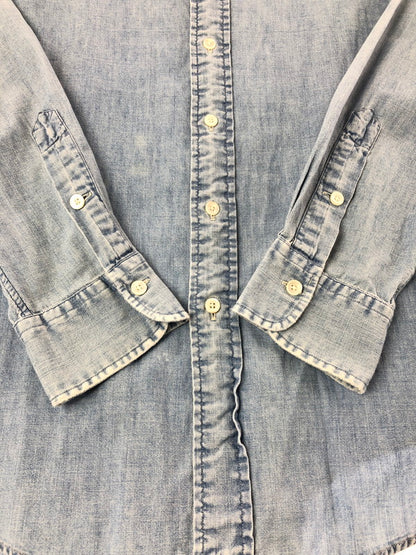 【中古品】【メンズ】 POLO RALPH LAUREN ポロ ラルフローレン 90's L/S CHAMBRAY SHIRT 90年代 ロングスリーブ シャンブレー シャツ トップス 146-260805-rt-03-tagh サイズ：M カラー：インディゴ 万代Net店
