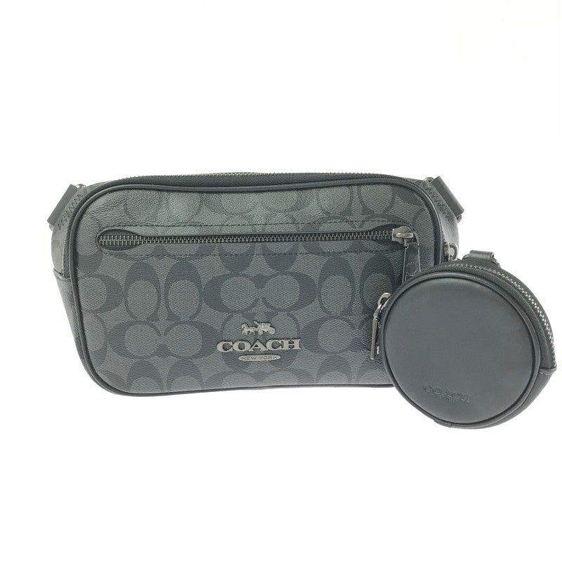 【中古品】【メンズ】 COACH コーチ SIGNATURE ELIAS BELT BAG シグネチャー エリアス ベルトバッグ CJ506 カバン ボディバッグ 180-260806-su-09-tagh カラー：ブラック 万代Net店