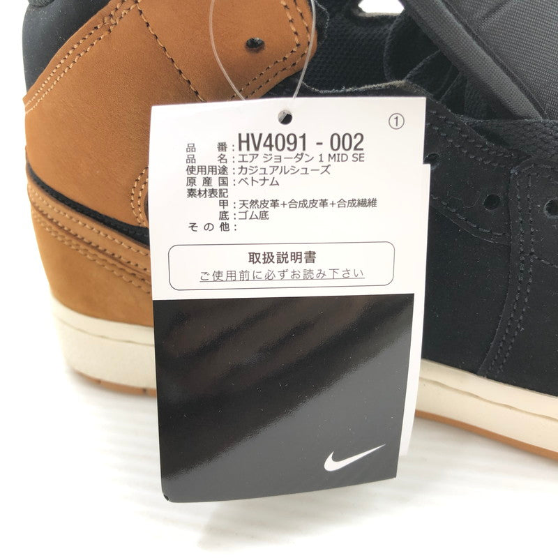 【中古美品】【メンズ】 NIKE ナイキ AIR JORDAN 1 MID SE BLACK VARSITY RED SAIL FLAX HV4091-002 エア ジョーダン ワン スニーカー 靴 160-260806-rt-15-tagh サイズ：27.5cm US9.5 カラー：BROWN/BLACK 万代Net店