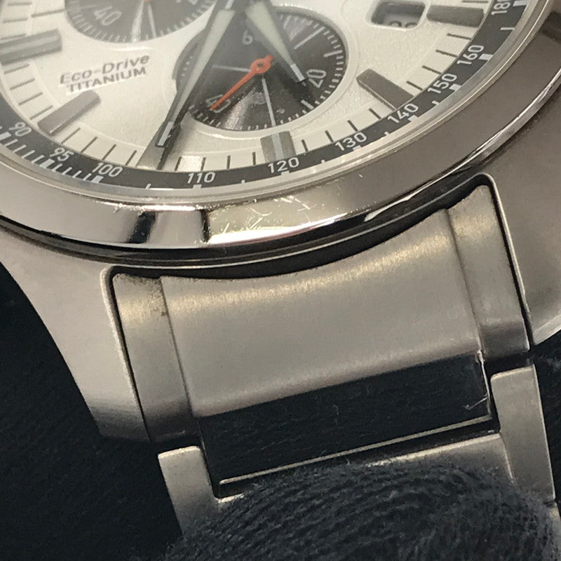 【中古品】【メンズ】 CITIZEN シチズン ECO-DRIVE TITANIUM エコドライブチタニウム H500-003TR02 白文字盤 腕時計 時計 197-260806-su-04-tagh カラー：シルバー 万代Net店