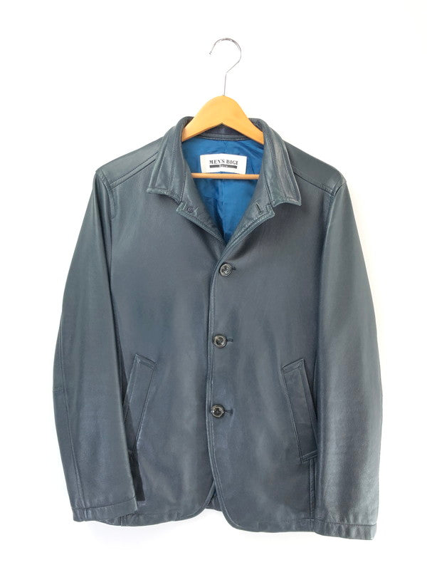 【中古品】【メンズ】 MEN'S BIGI メンズビギ LAMB LEATHER JACKET M0113LJM901 ラム レザー ジャケット アウター 147-260815-rt-08-tagh サイズ：1 カラー：ダークグレー 万代Net店