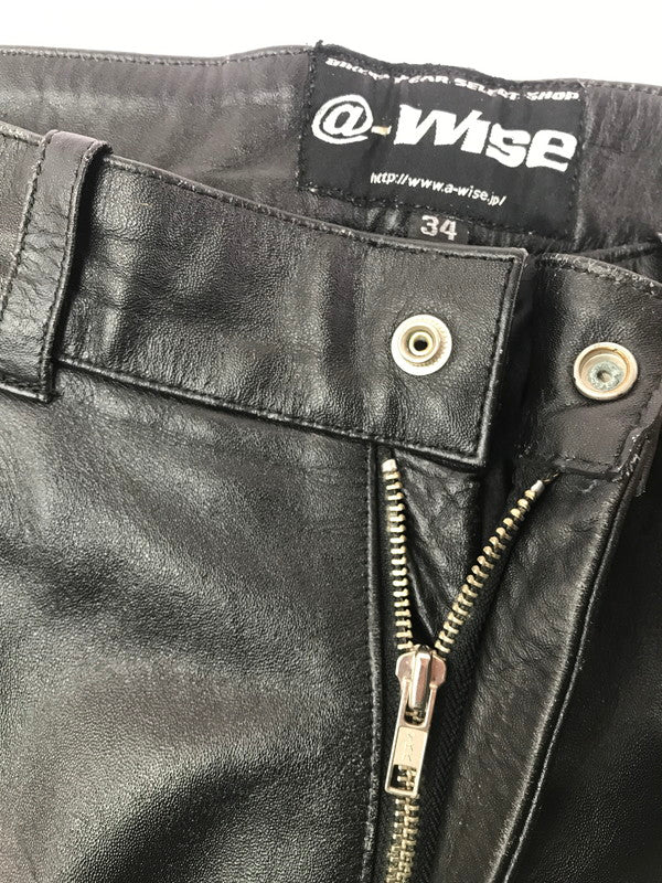 【中古品】【メンズ】 ＠-WISE エーワイズ BUFFALO LEATHER PANTS BLACK バッファロー レザー パンツ ボトムス 156-260808-rt-16-tagh サイズ：34 カラー：ブラック 万代Net店