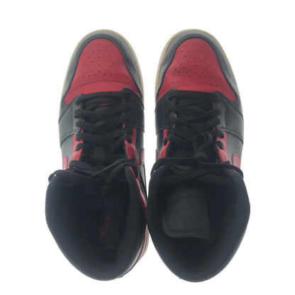 【中古品】【メンズ】 NIKE ナイキ AIR JORDAN 1 MID BRED RED 554724-074 エア ジョーダン ワン ミッド ブレッド スニーカー 靴 160-260805-rt-22-tagh サイズ：28cm US10 カラー：BLACK/GYM RED-WHITE 万代Net店