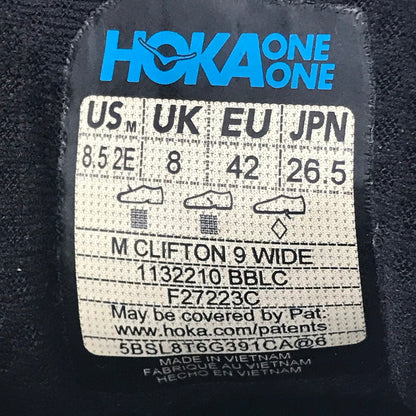 【中古品】【メンズ】 HOKA ホカ BBLC CLIFTON 9 WIDE 1132210 クリフトン ナイン ワイド スニーカー 靴 162-260805-rt-24-tagh サイズ：26.5cm US8.5 カラー：ブラック 万代Net店