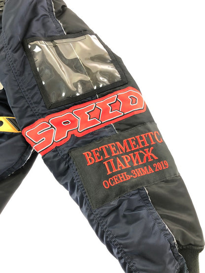 【中古品】【メンズ】 VETEMENTS ヴェトモン × ALPHA INDUSTRIES アルファ コラボ 19AW RACING JACKET 19年 秋冬 レーシング ジャケット アウター 141-260809-rt-04-tagh サイズ：S カラー：マルチカラー 万代Net店
