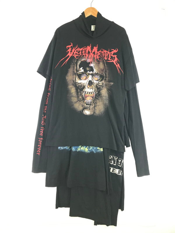 【中古品】【メンズ】 VETEMENTS ヴェトモン 16AW SKUL LAYERED T-SHIRTS DRESS レイヤード Tシャツ ドレス トップス 141-260808-rt-11-tagh サイズ：9 カラー：ブラック 万代Net店