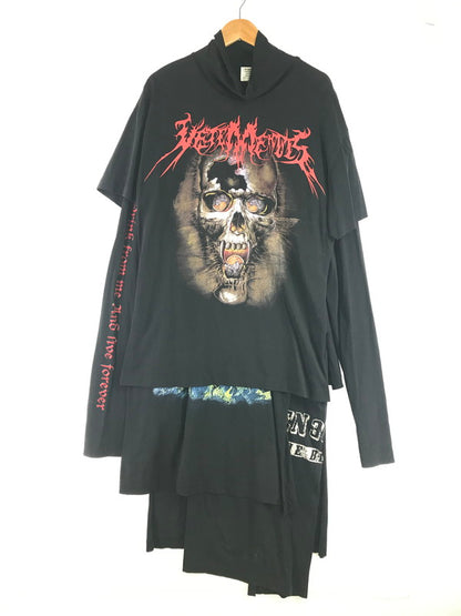 【中古品】【メンズ】 VETEMENTS ヴェトモン 16AW SKUL LAYERED T-SHIRTS DRESS レイヤード Tシャツ ドレス トップス 141-260808-rt-11-tagh サイズ：9 カラー：ブラック 万代Net店