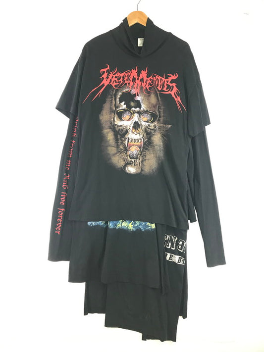 【中古品】【メンズ】 VETEMENTS ヴェトモン 16AW SKUL LAYERED T-SHIRTS DRESS レイヤード Tシャツ ドレス トップス 141-260808-rt-11-tagh サイズ：9 カラー：ブラック 万代Net店