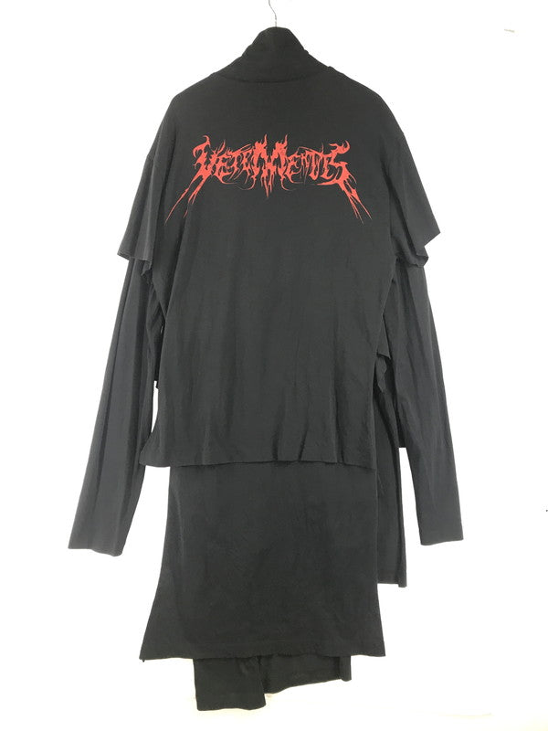 【中古品】【メンズ】 VETEMENTS ヴェトモン 16AW SKUL LAYERED T-SHIRTS DRESS レイヤード Tシャツ ドレス トップス 141-260808-rt-11-tagh サイズ：9 カラー：ブラック 万代Net店