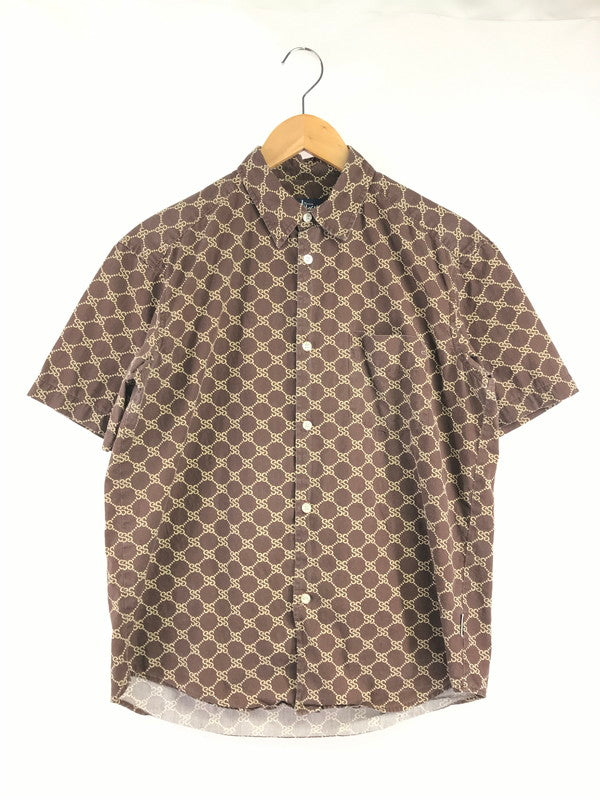 【中古品】【メンズ】 STUSSY ステューシー 90's MADE IN USA MONOGRAM S/S SHIRT ９０年代 モノグラム ショートスリーブ シャツ トップス 142-260807-rt-01-tagh サイズ：S カラー：ブラウン 万代Net店