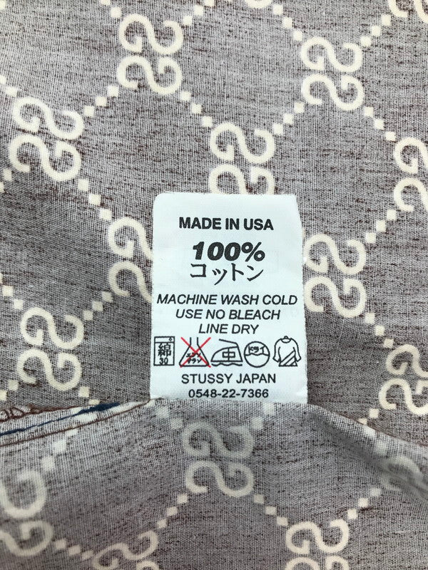 【中古品】【メンズ】 STUSSY ステューシー 90's MADE IN USA MONOGRAM S/S SHIRT ９０年代 モノグラム ショートスリーブ シャツ トップス 142-260807-rt-01-tagh サイズ：S カラー：ブラウン 万代Net店