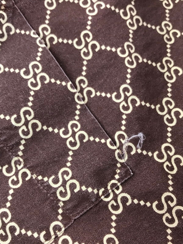 【中古品】【メンズ】 STUSSY ステューシー 90's MADE IN USA MONOGRAM S/S SHIRT ９０年代 モノグラム ショートスリーブ シャツ トップス 142-260807-rt-01-tagh サイズ：S カラー：ブラウン 万代Net店