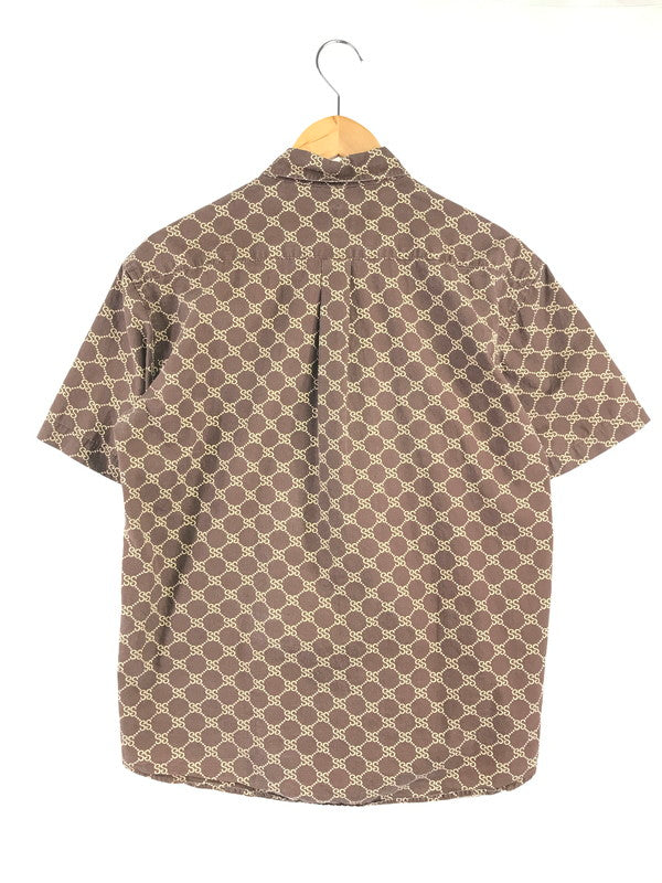 【中古品】【メンズ】 STUSSY ステューシー 90's MADE IN USA MONOGRAM S/S SHIRT ９０年代 モノグラム ショートスリーブ シャツ トップス 142-260807-rt-01-tagh サイズ：S カラー：ブラウン 万代Net店