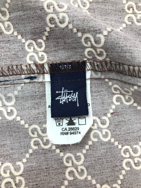 【中古品】【メンズ】 STUSSY ステューシー 90's MADE IN USA MONOGRAM S/S SHIRT ９０年代 モノグラム ショートスリーブ シャツ トップス 142-260807-rt-01-tagh サイズ：S カラー：ブラウン 万代Net店