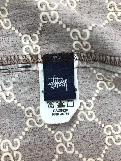 【中古品】【メンズ】 STUSSY ステューシー 90's MADE IN USA MONOGRAM S/S SHIRT ９０年代 モノグラム ショートスリーブ シャツ トップス 142-260807-rt-01-tagh サイズ：S カラー：ブラウン 万代Net店