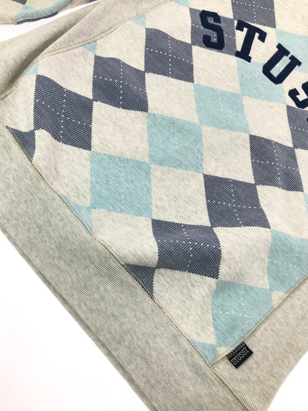 【中古品】【メンズ】 STUSSY ステューシー 00's ARGYLE CREW NECK SWEAT SHIRT GRAY 2000年代 アーガイル クルー ネック スウェット シャツ トレーナー 142-260807-rt-03-tagh サイズ：M カラー：グレー 万代Net店