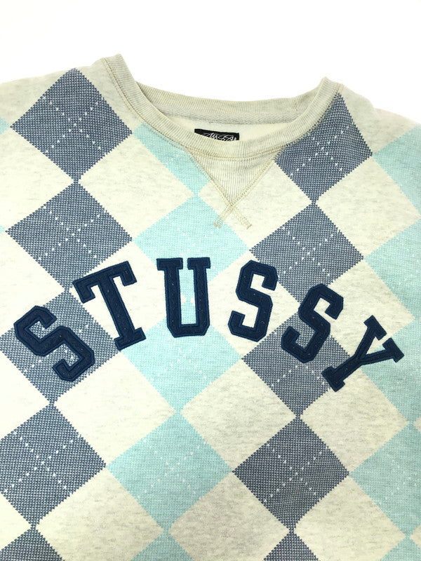【中古品】【メンズ】 STUSSY ステューシー 00's ARGYLE CREW NECK SWEAT SHIRT GRAY 2000年代 アーガイル クルー ネック スウェット シャツ トレーナー 142-260807-rt-03-tagh サイズ：M カラー：グレー 万代Net店