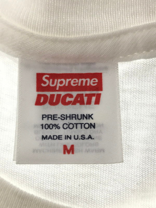 【中古品】【メンズ】 SUPREME シュプリーム × DUCATI ドゥカティ コラボ LOGOS TEE ロゴ Tシャツ 半袖Tシャツ トップス 149-260808-rt-02-tagh サイズ：M カラー：ホワイト 万代Net店
