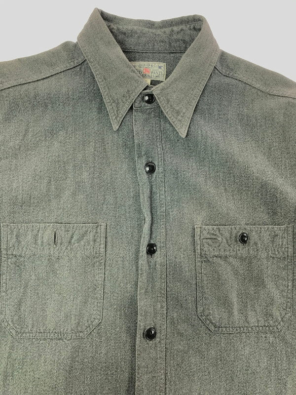 【中古品】【メンズ】 BUZZ RICKSON'S バズ リクソンズ COTTON COVERT WORK SHIRT BR26082 コットン コバート ワーク シャツ 145-260807-rt-07-tagh サイズ：15-15 1/2 カラー：グレー 万代Net店