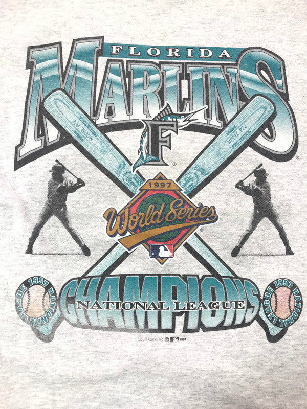 【現状渡し品】【メンズ】 RED OAK レッド オーク c1997 FLORIDA MARLINS CHAMPIONS T-SHIRT フロリダ マーリンズ チャンピオン Tシャツ メキシコ製 トップス 146-260807-rt-14-tagh サイズ：L カラー：グレー 万代Net店