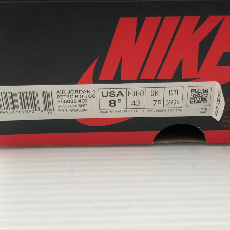 【中古品】【メンズ】 NIKE ナイキ AIR JORDAN 1 HIGH OG HYPER ROYAL 555088-402 エア ジョーダン 1 ハイ オージー スニーカー 靴 160-260807-rt-21-tagh サイズ：26.5cm US8.5 カラー：HYPER ROYAL/WHITE-LIGHT SMOKE GREY 万代Net店