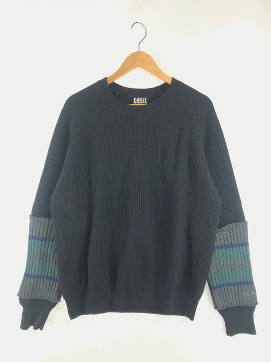【中古品】【メンズ】 DIESEL ディーゼル K-LIEF KNIT SWEATER BLACK A06740 ニット セーター トップス 141-260807-rt-19-tagh サイズ：M カラー：ブラック 万代Net店