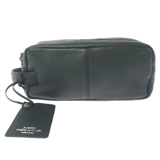 【中古品】【メンズ】 PORTER ポーター LEATHER SECOND BAG BLACK レザー セカンド バッグ カバン 188-260813-rt-05-tagh カラー：ブラック 万代Net店