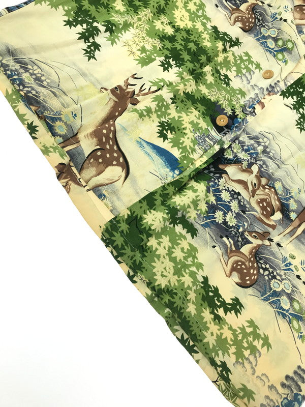 【現状渡し品】【メンズ】 SUN SURF サンサーフ LS ALOHA SHIRT SS20395 鹿×奈良 ロングスリーブ アロハシャツ 開襟シャツ トップス 145-260807-rt-17-tagh サイズ：L カラー：ベージュ 万代Net店