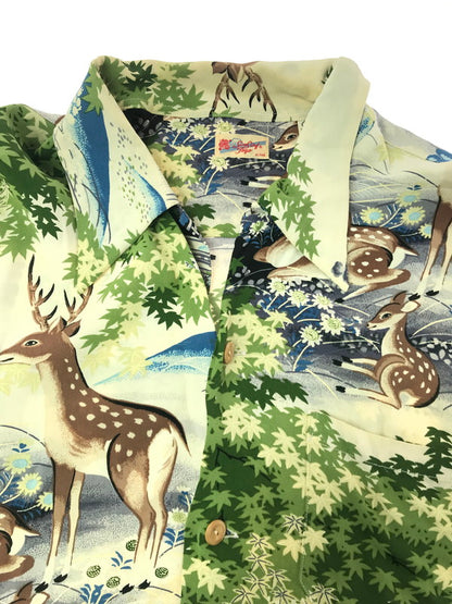 【現状渡し品】【メンズ】 SUN SURF サンサーフ LS ALOHA SHIRT SS20395 鹿×奈良 ロングスリーブ アロハシャツ 開襟シャツ トップス 145-260807-rt-17-tagh サイズ：L カラー：ベージュ 万代Net店