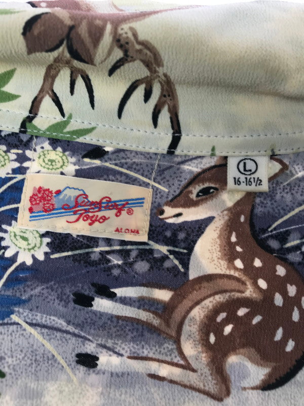 【現状渡し品】【メンズ】 SUN SURF サンサーフ LS ALOHA SHIRT SS20395 鹿×奈良 ロングスリーブ アロハシャツ 開襟シャツ トップス 145-260807-rt-17-tagh サイズ：L カラー：ベージュ 万代Net店