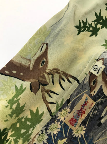 【現状渡し品】【メンズ】 SUN SURF サンサーフ LS ALOHA SHIRT SS20395 鹿×奈良 ロングスリーブ アロハシャツ 開襟シャツ トップス 145-260807-rt-17-tagh サイズ：L カラー：ベージュ 万代Net店