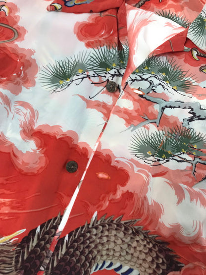 【現状渡し品】【メンズ】 SUN SURF サンサーフ SS ALOHA SHIRT 龍×和柄 アロハ シャツ 開襟シャツ トップス 145-260807-rt-15-tagh サイズ：M カラー：オレンジ 万代Net店