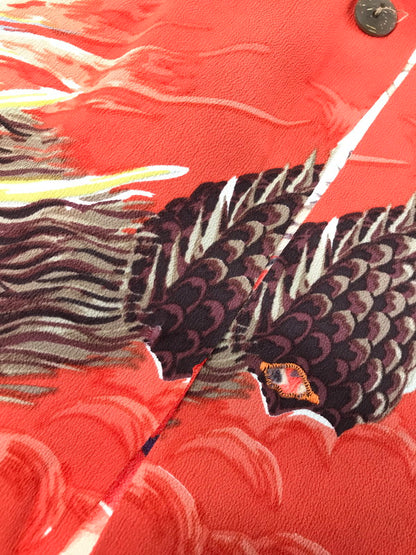 【現状渡し品】【メンズ】 SUN SURF サンサーフ SS ALOHA SHIRT 龍×和柄 アロハ シャツ 開襟シャツ トップス 145-260807-rt-15-tagh サイズ：M カラー：オレンジ 万代Net店